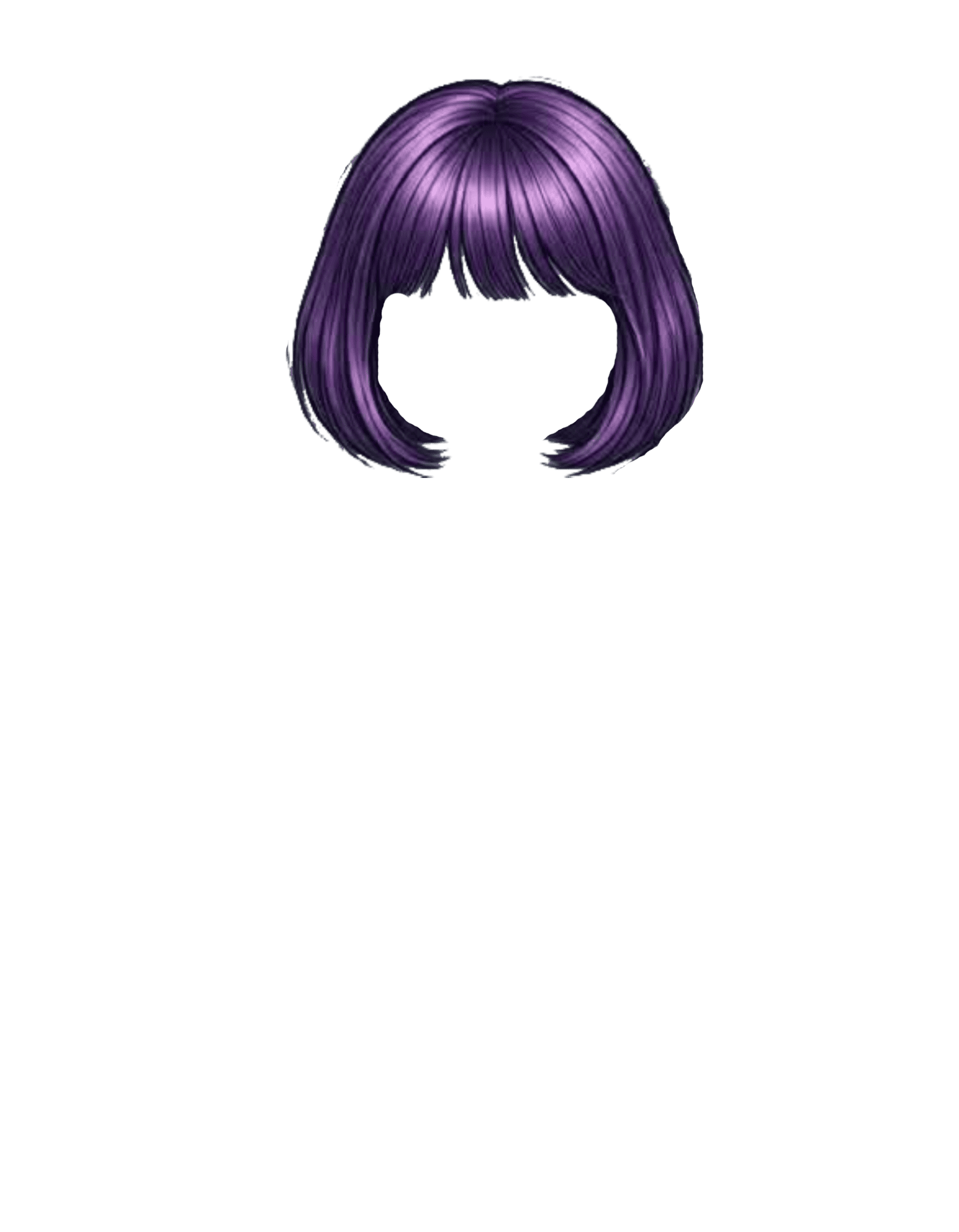 Vibrant purple bob haircut with bangs